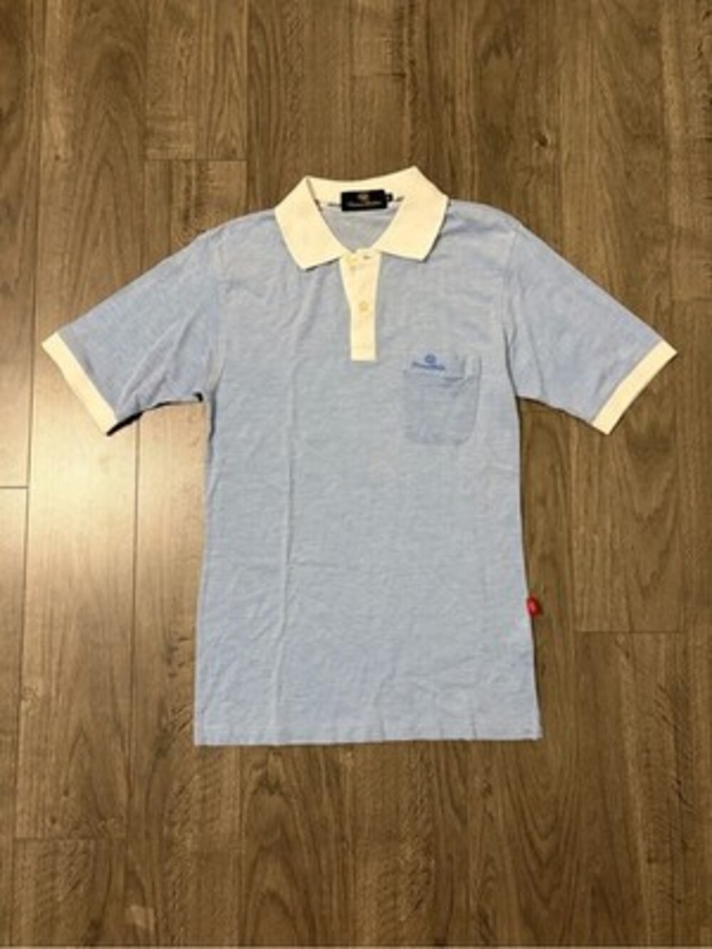 Vintage Giovani Valentino men’s Light Blue Contrast-Collar Polo Shirt